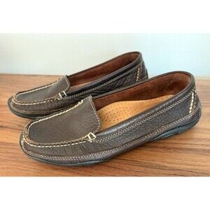 LL Bean Brown Leather Loafers Women Size 6.5 M Driving Mocassins Vibram Soles
